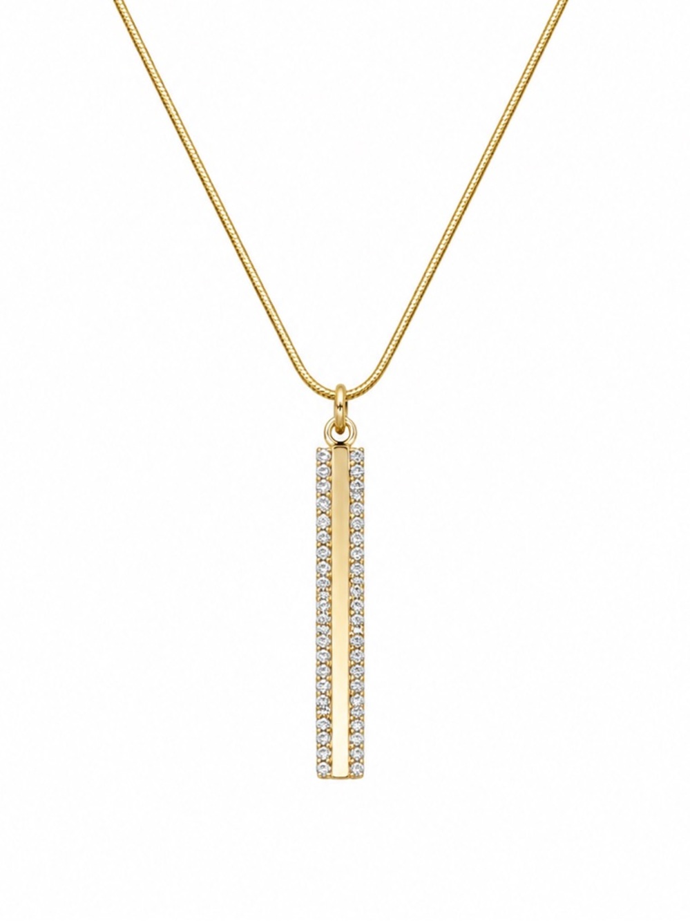 Nine West Gold Bar Pendant Necklace with Crystal Accents